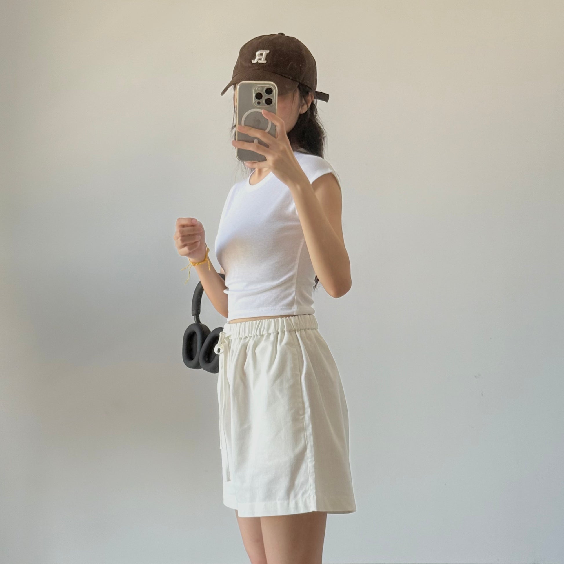 Cotton And Linen Shorts 白色棉麻短裤休闲裤（JUL2508）