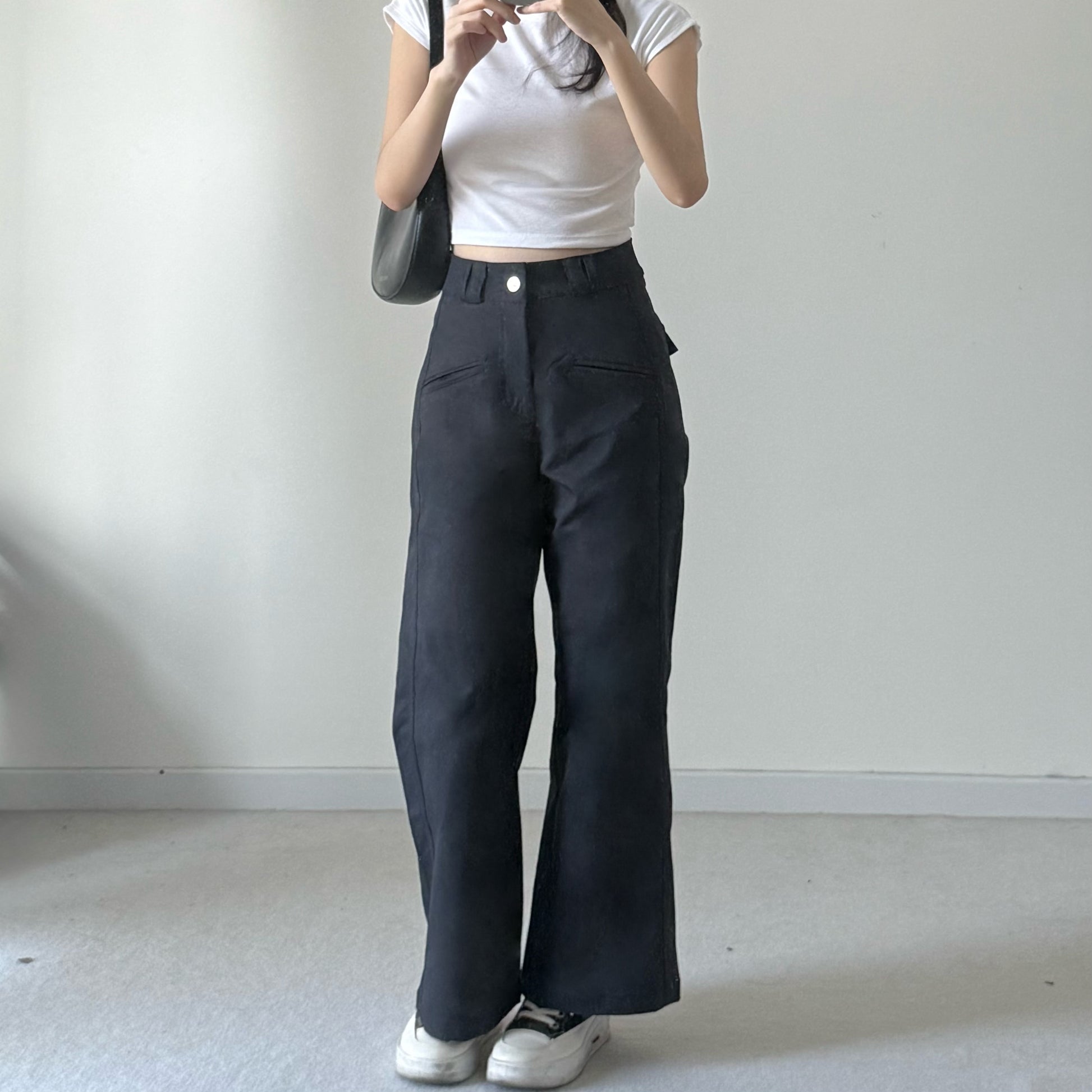 AUG25144 低调质感高腰直筒休闲裤 High-Waisted Straight Leg Casual Pants