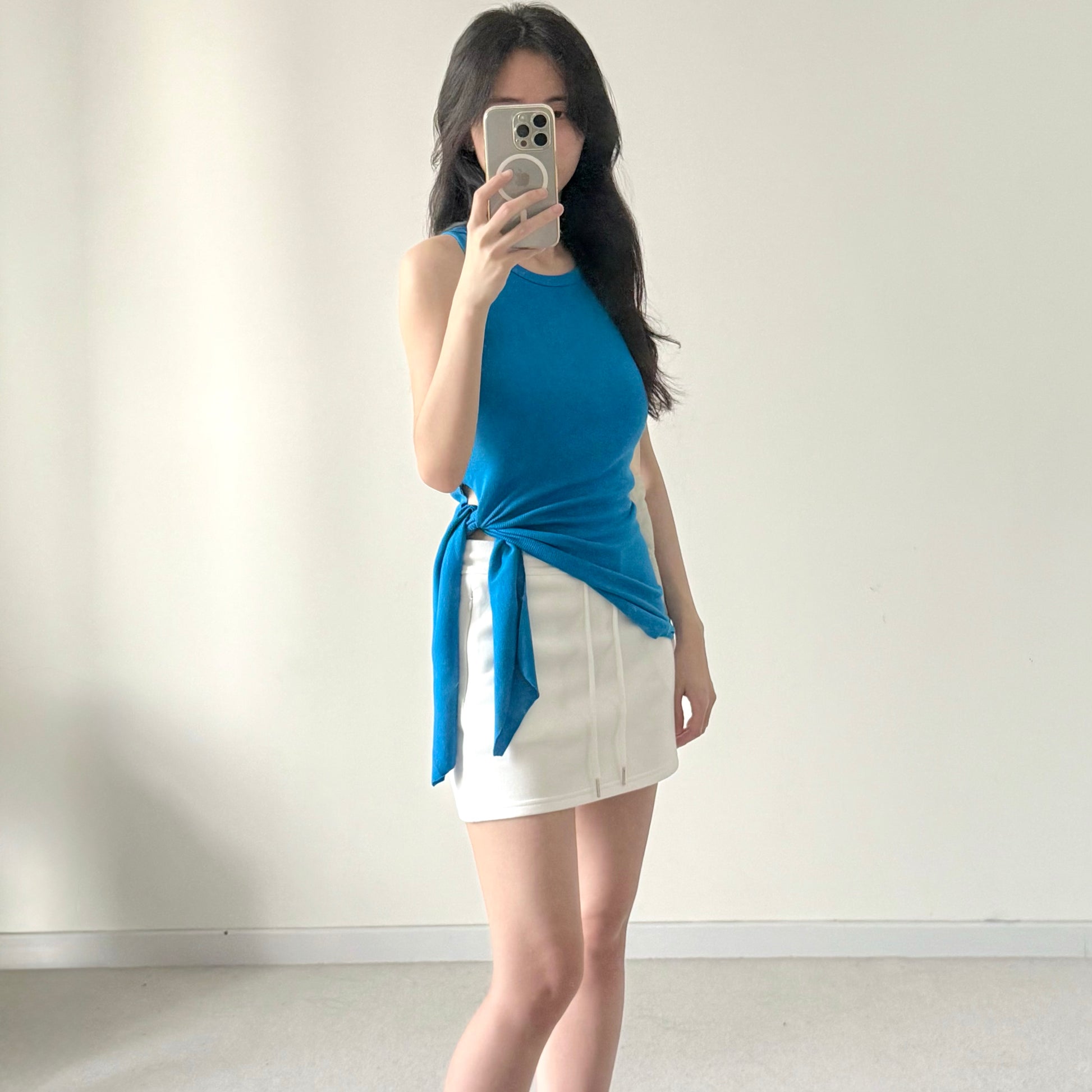 AU25112 不规则绑带吊带背心 Tie Strap Cami Top