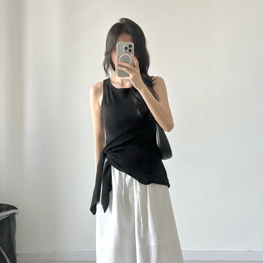 AU25112 不规则绑带吊带背心 Tie Strap Cami Top
