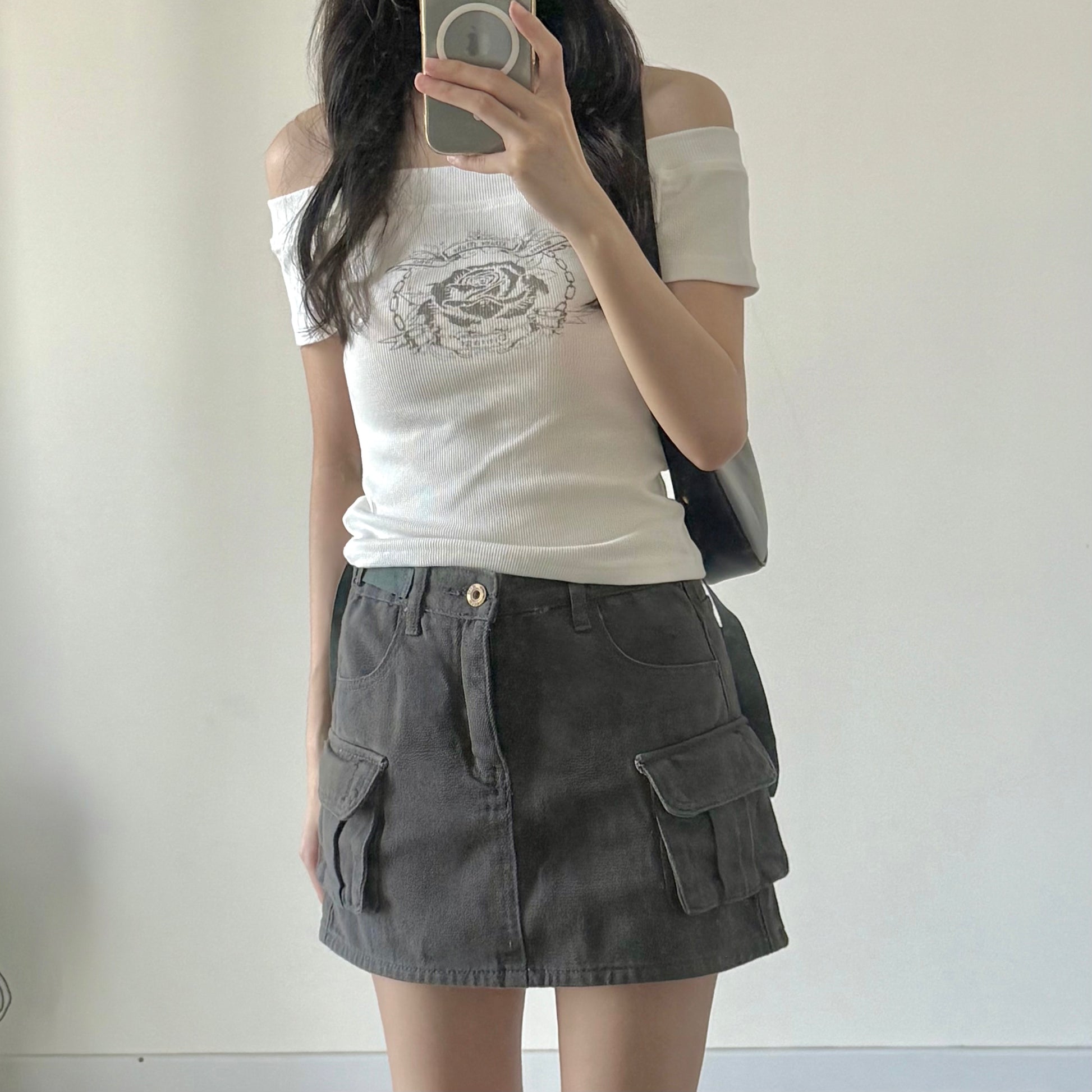 AUG25131 美式辣妹工装短裙 Y2K Baddie Cargo Denim Mini Skirt