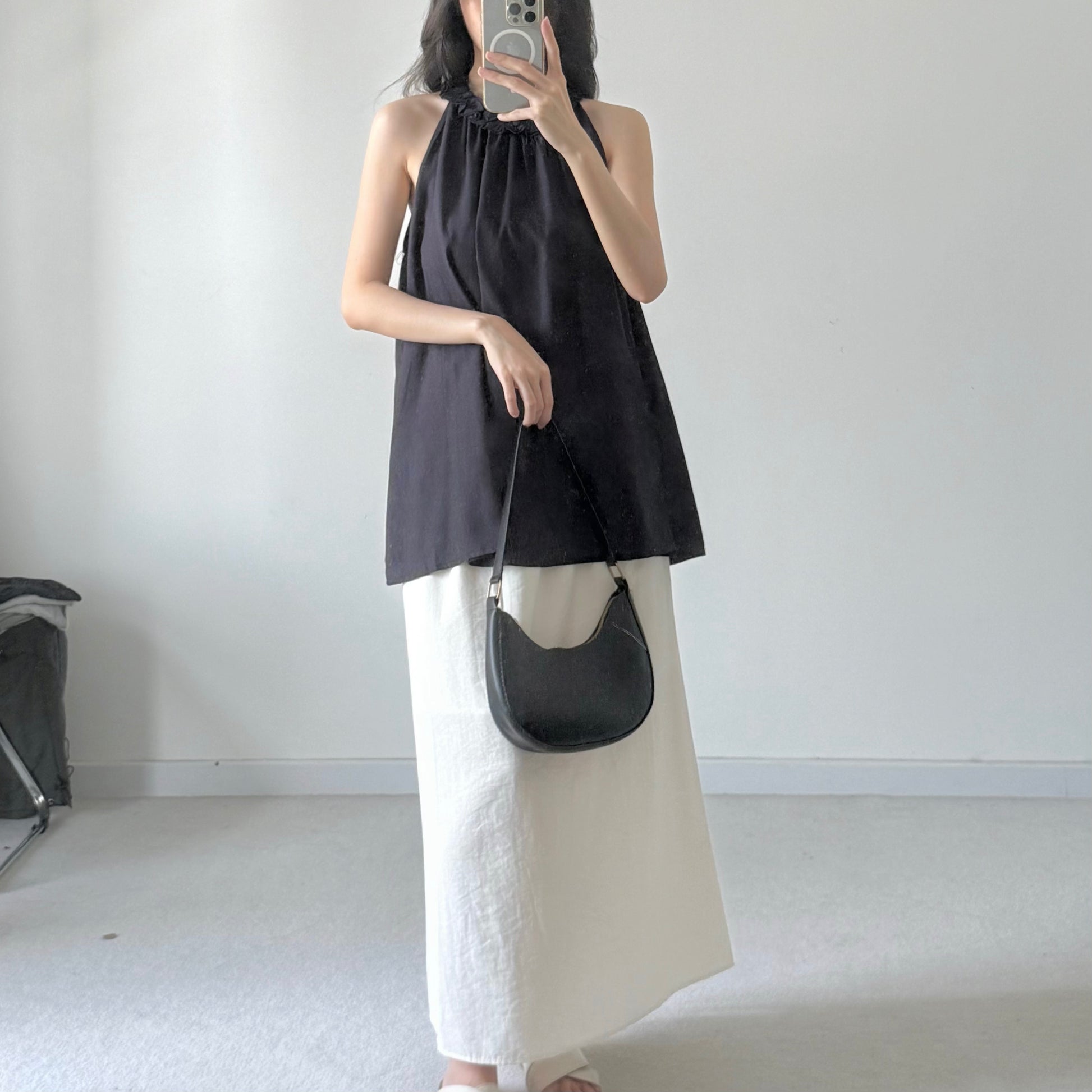 AUG25133 棉麻抽绳质感半身裙 Comfy Cotton Linen Skirt