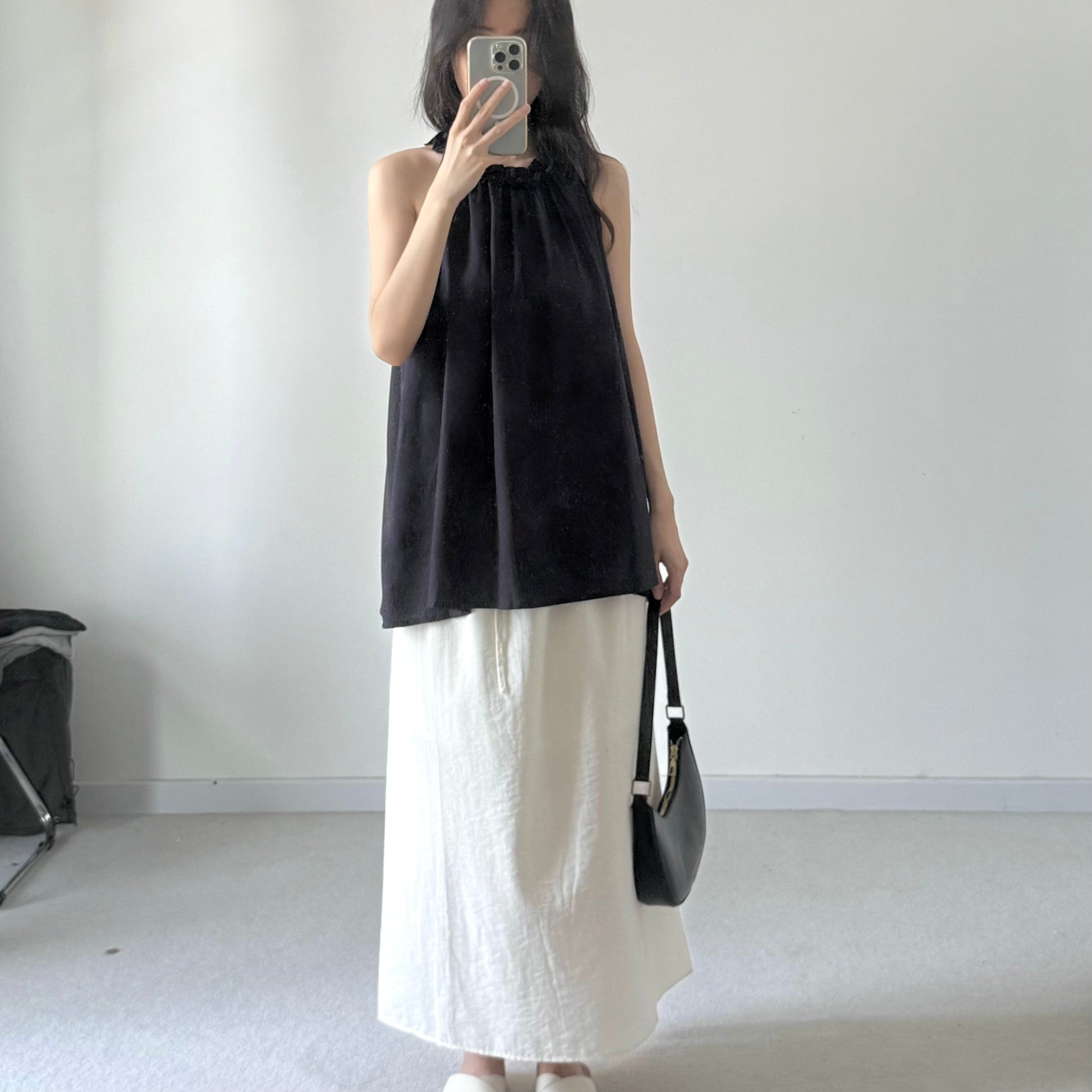 AUG25133 棉麻抽绳质感半身裙 Comfy Cotton Linen Skirt
