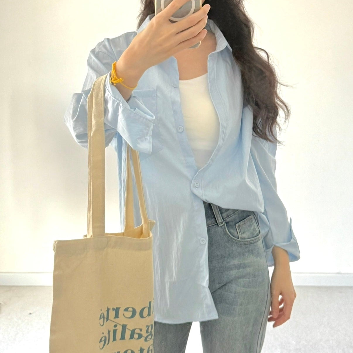 Women‘s Loose Long-Sleeved Shirt浅蓝色显白宽松长袖防晒衬衫 (JUL2506)