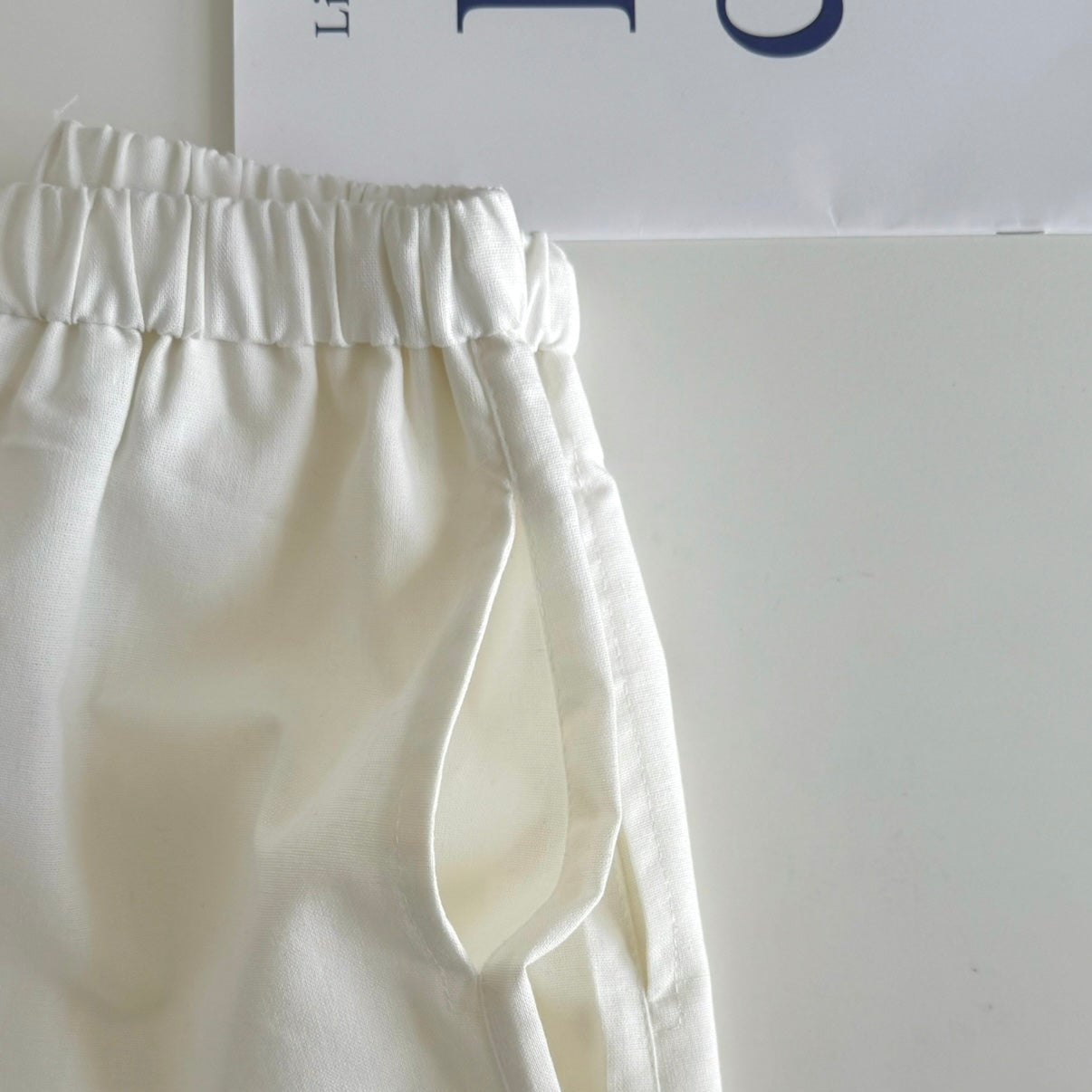 Cotton And Linen Shorts 白色棉麻短裤休闲裤（JUL2508）