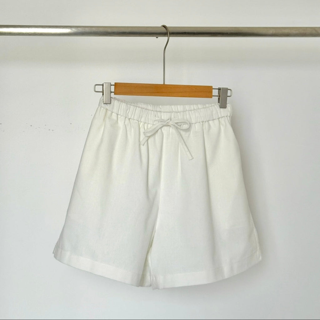 Cotton And Linen Shorts 白色棉麻短裤休闲裤（JUL2508）