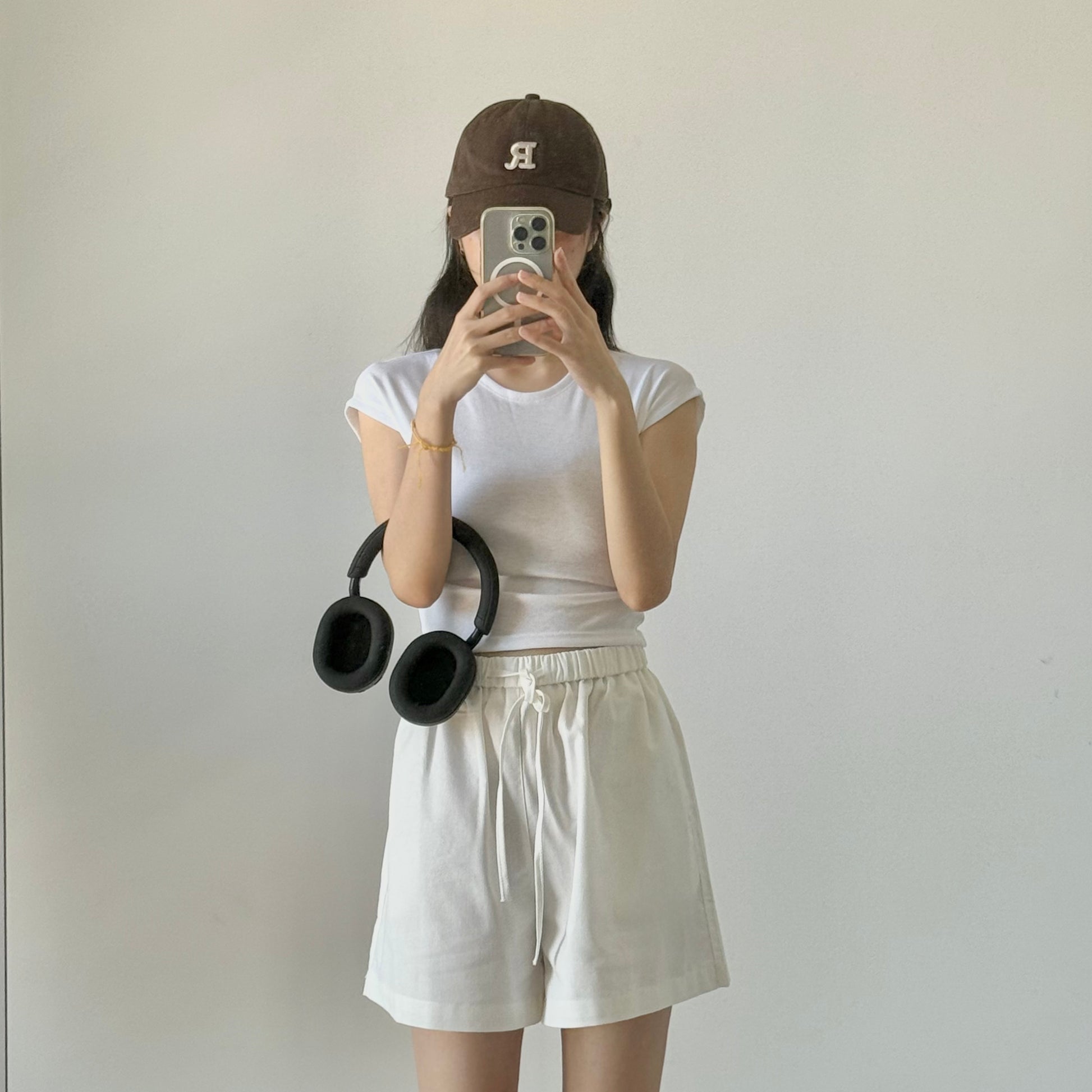 Cotton And Linen Shorts 白色棉麻短裤休闲裤（JUL2508）