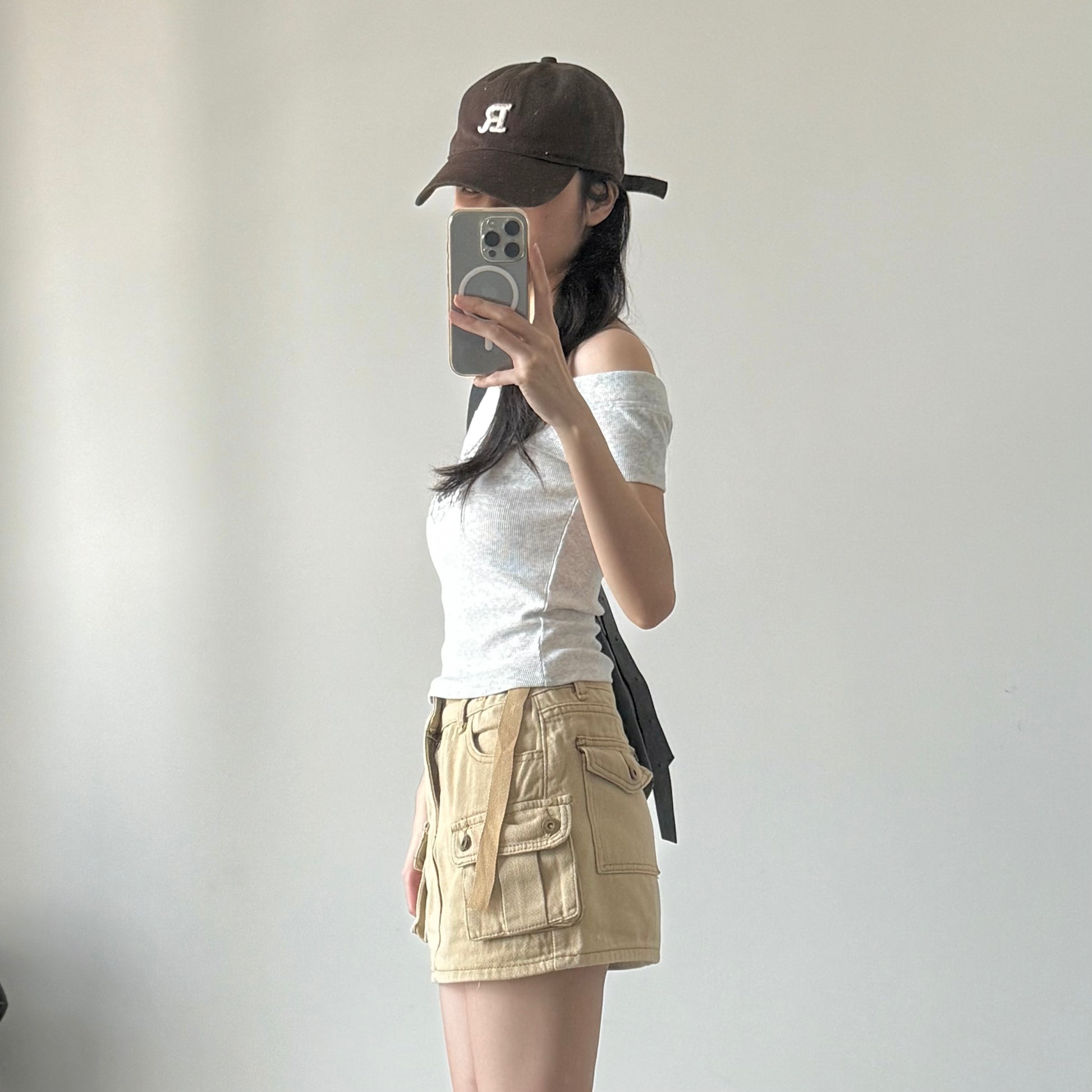 AUG25131 美式辣妹工装短裙 Y2K Baddie Cargo Denim Mini Skirt