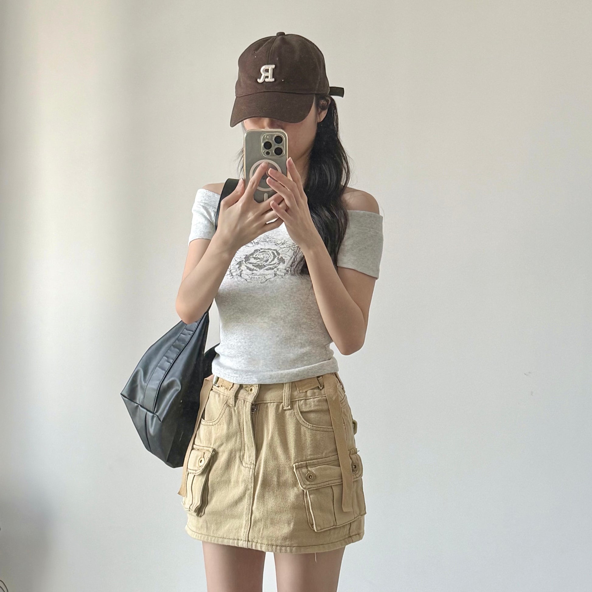 AUG25131 美式辣妹工装短裙 Y2K Baddie Cargo Denim Mini Skirt