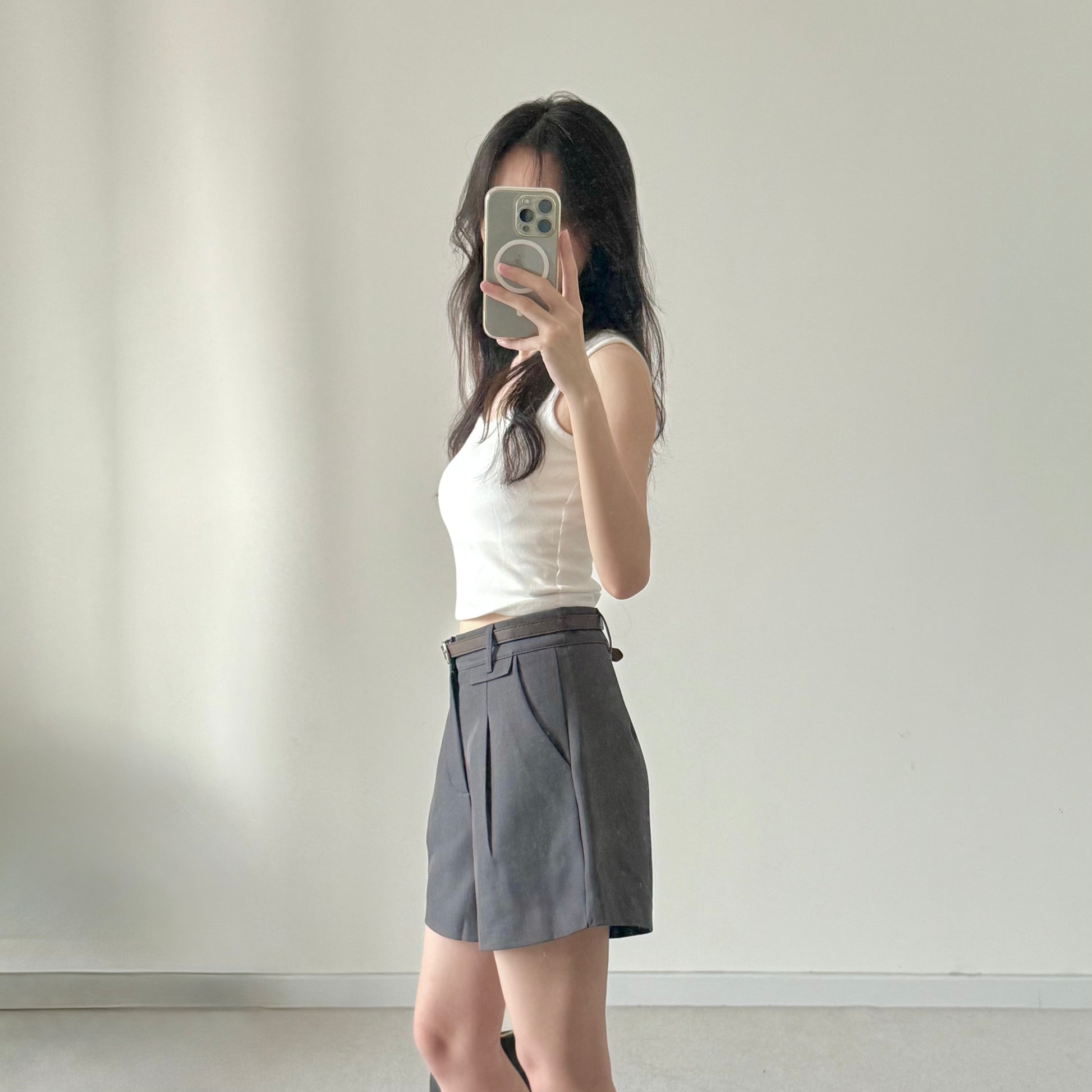 AUG25110 纯色带胸垫U领吊带背心 Basic U Neck Tank Top