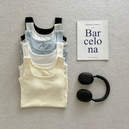 AUG25110 纯色带胸垫U领吊带背心 Basic U Neck Tank Top