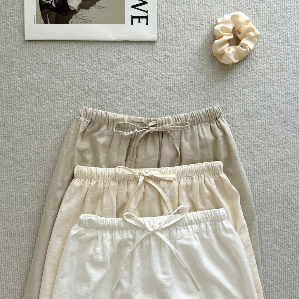 AUG25133 棉麻抽绳质感半身裙 Comfy Cotton Linen Skirt