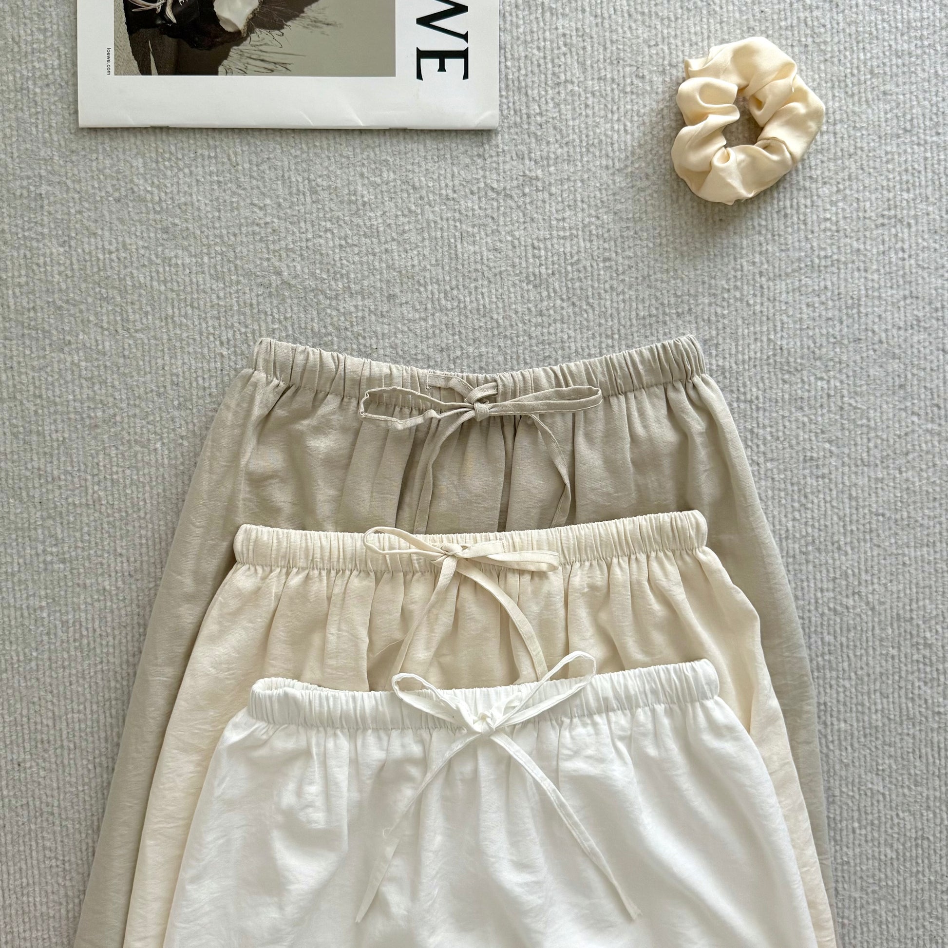 AUG25133 棉麻抽绳质感半身裙 Comfy Cotton Linen Skirt