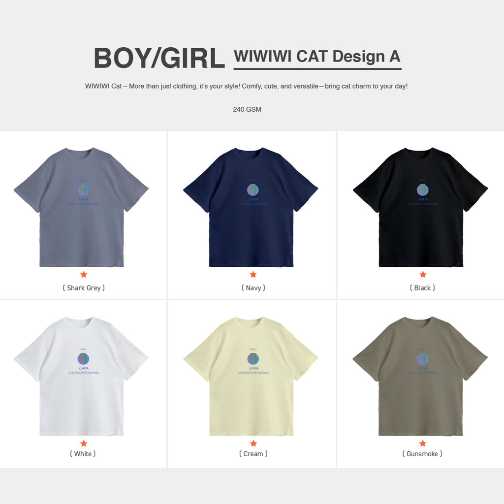 WIWIWI Blue Cat | Unisex | Oversized Tee（Ready Stock）