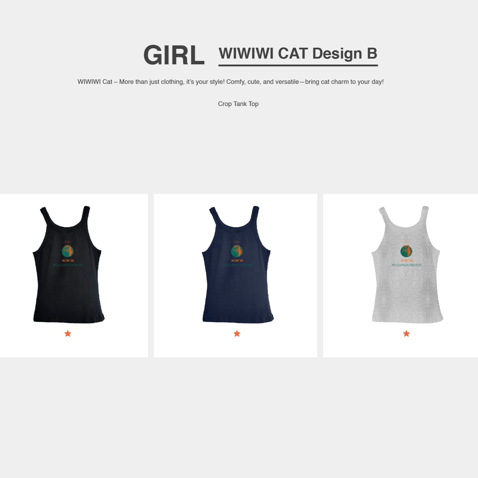 WIWIWI ORANGE Cat |  Girl Top（Ready Stock）