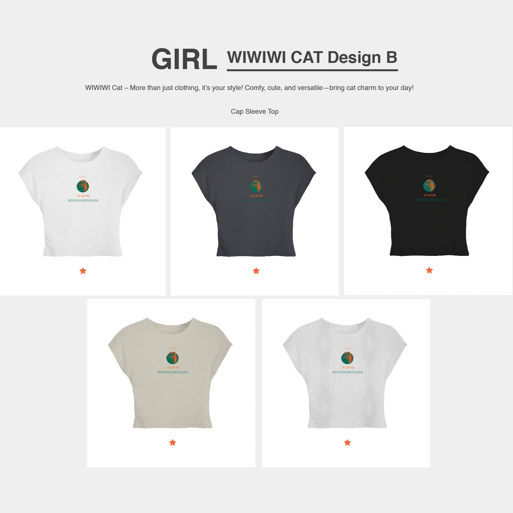 WIWIWI ORANGE Cat |  Girl Top（Ready Stock）